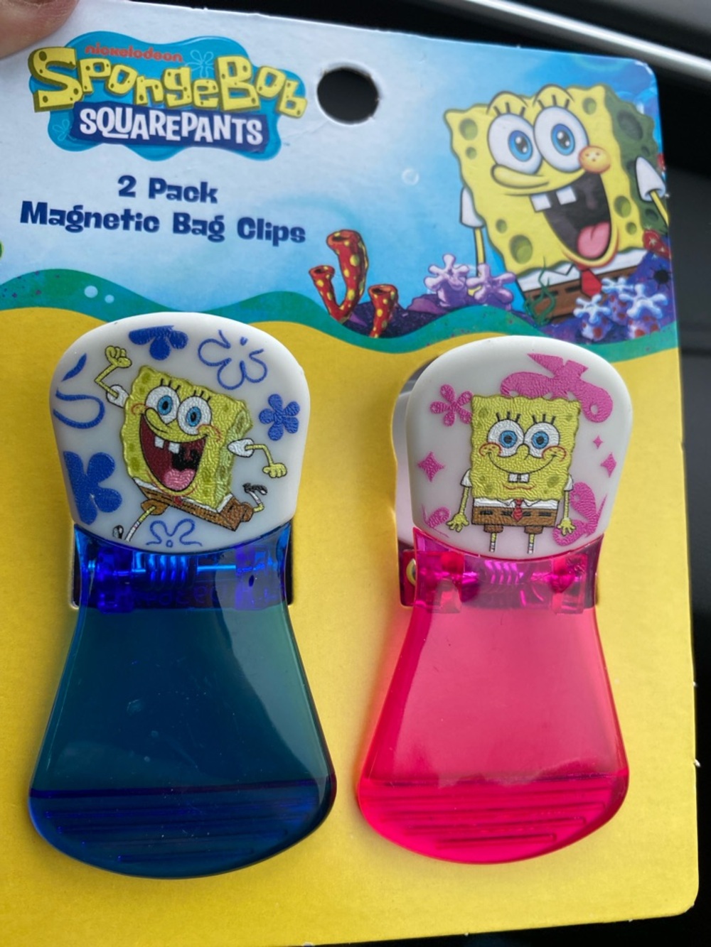 SpongeBob SquarePants Kids Magnetic Bag Clips - Blue & Pink 2-Pack